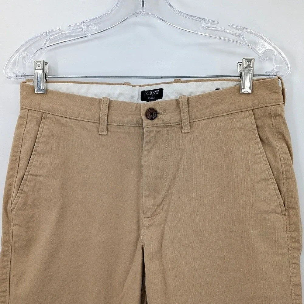 J. Crew Flex Khaki Straight Leg Chino Pants Cotton Stretch W29 L31 Preppy Office